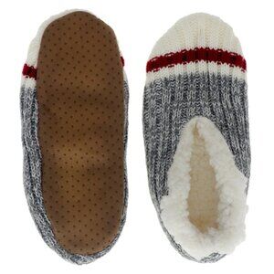 Grey, White & Red Cozy Soft Non-Slip Slippers